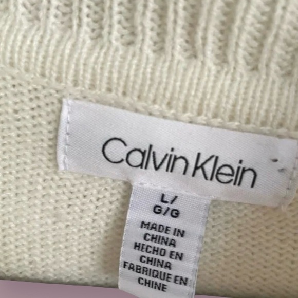 Calvin Klein White Cowl Neck Long Sweater L - Picture 10 of 11